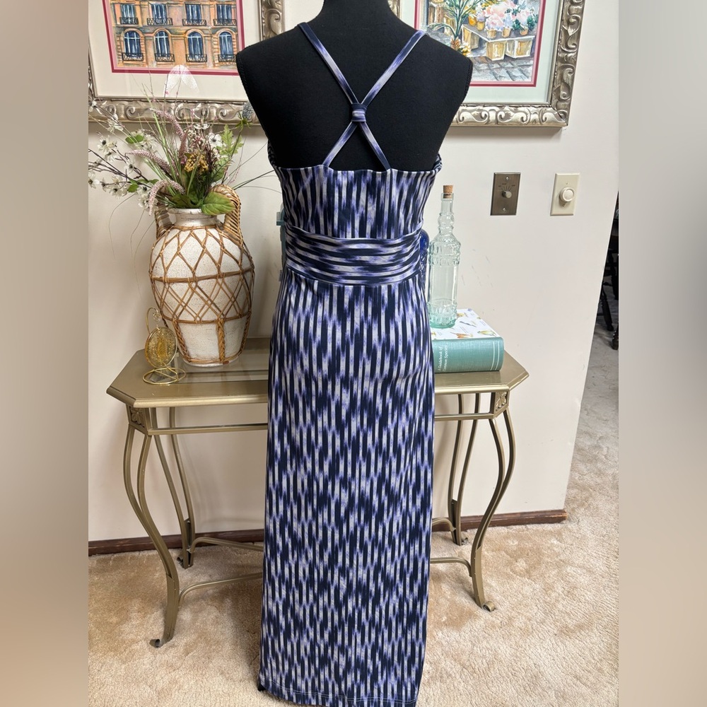 EDDIE BAUER Blue TRAVEX Travel Sleeveless Racer Back Stretch Maxi Dress Size M - Picture 3 of 11